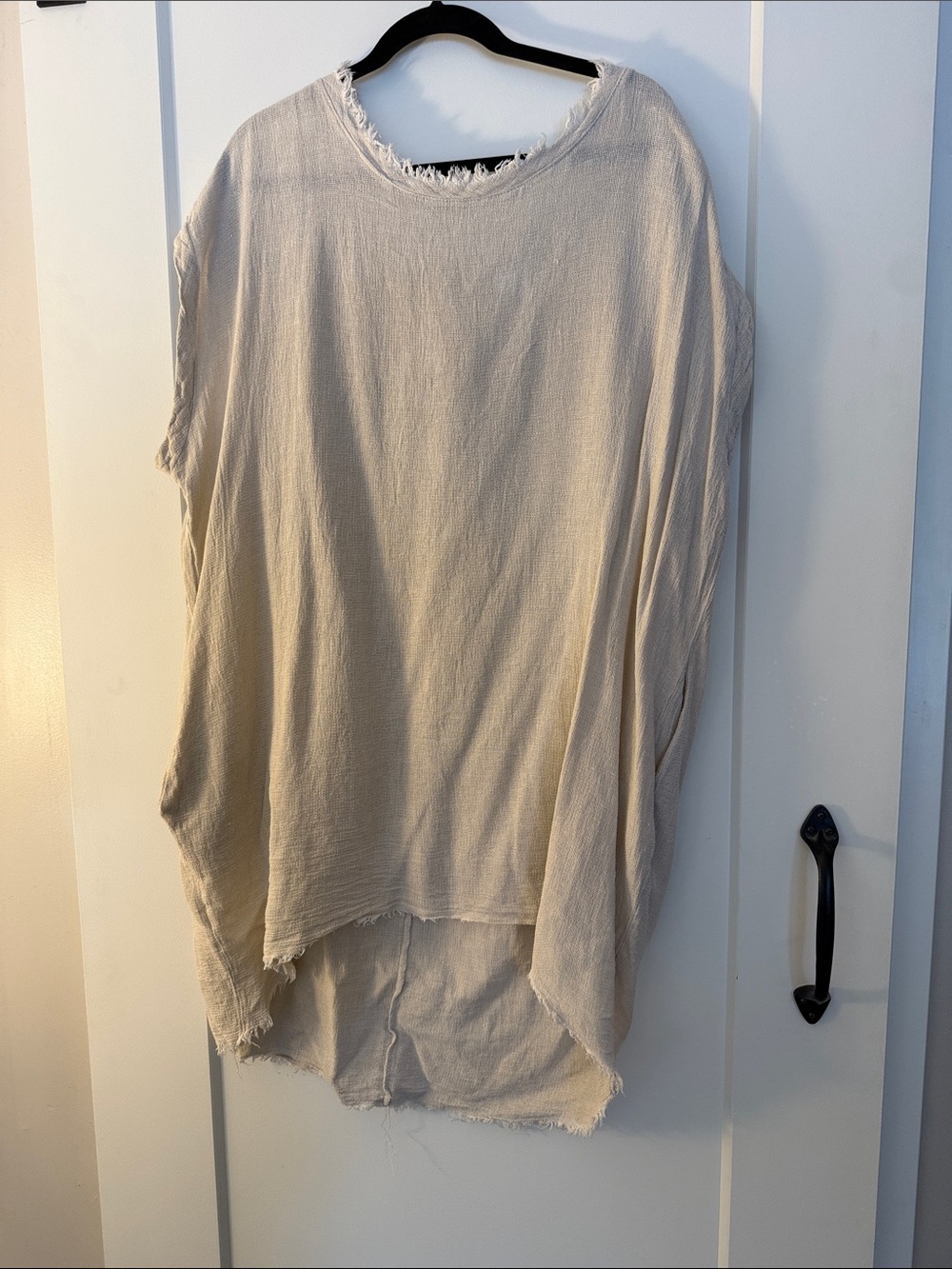 Frayed Edge Cream Relaxed Tunic Top